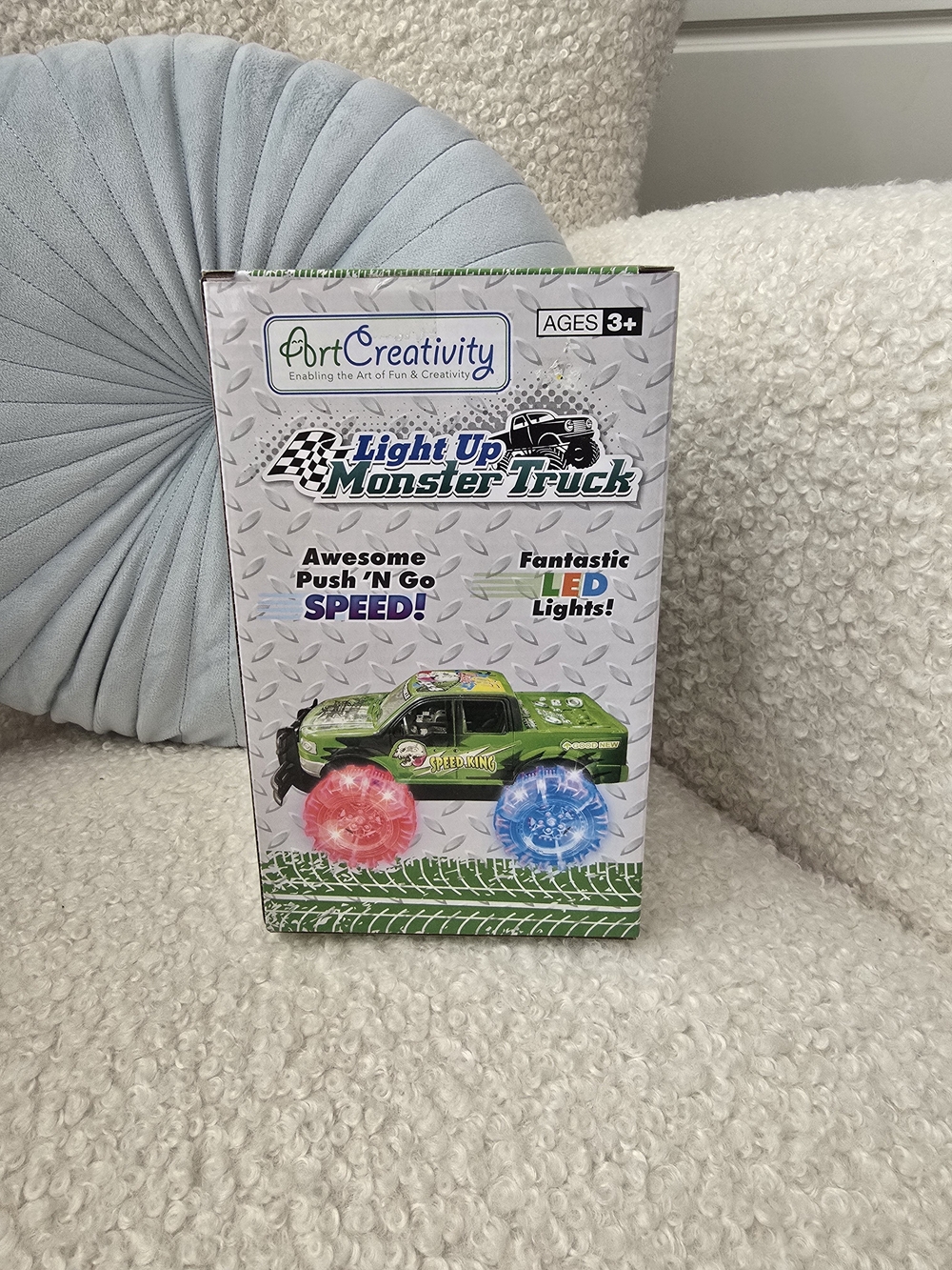 Light Up Monster Truck - Green with Red & Blue LED Wheels